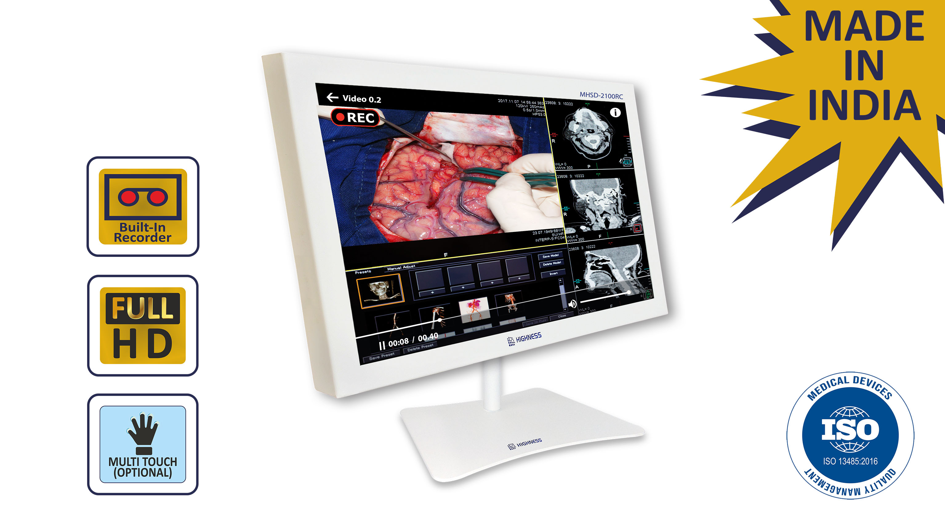 21.5" SURGICAL DISPLAY MHSD-2100RC BUILT-IN RECORDING & STORAGE